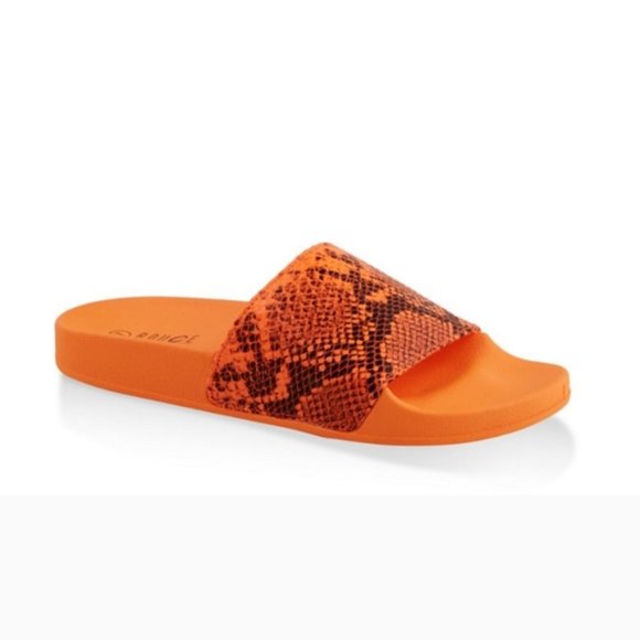 Shoes - Neon Orange Snake Print Design Slide